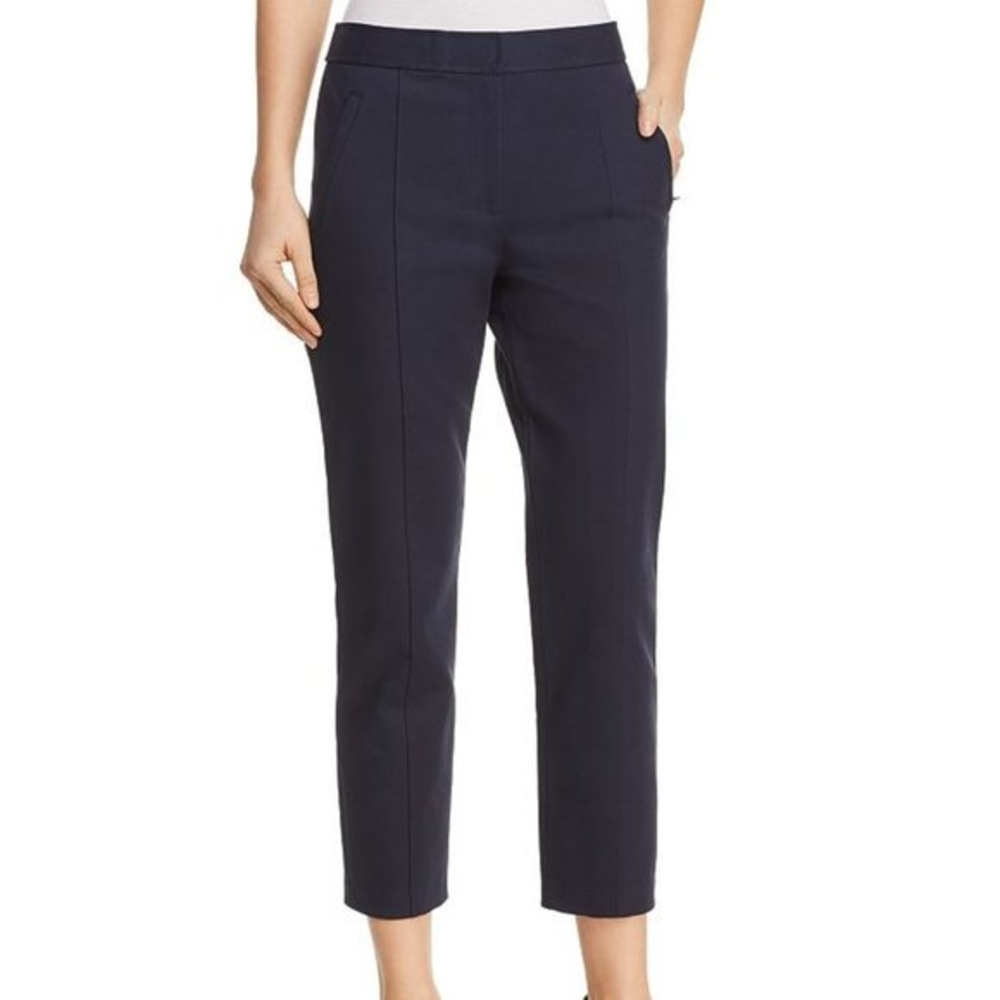 Tory Burch Vanner Cropped Straight Stretchy Slim Black Cotton‎ Blend Ankle Pants